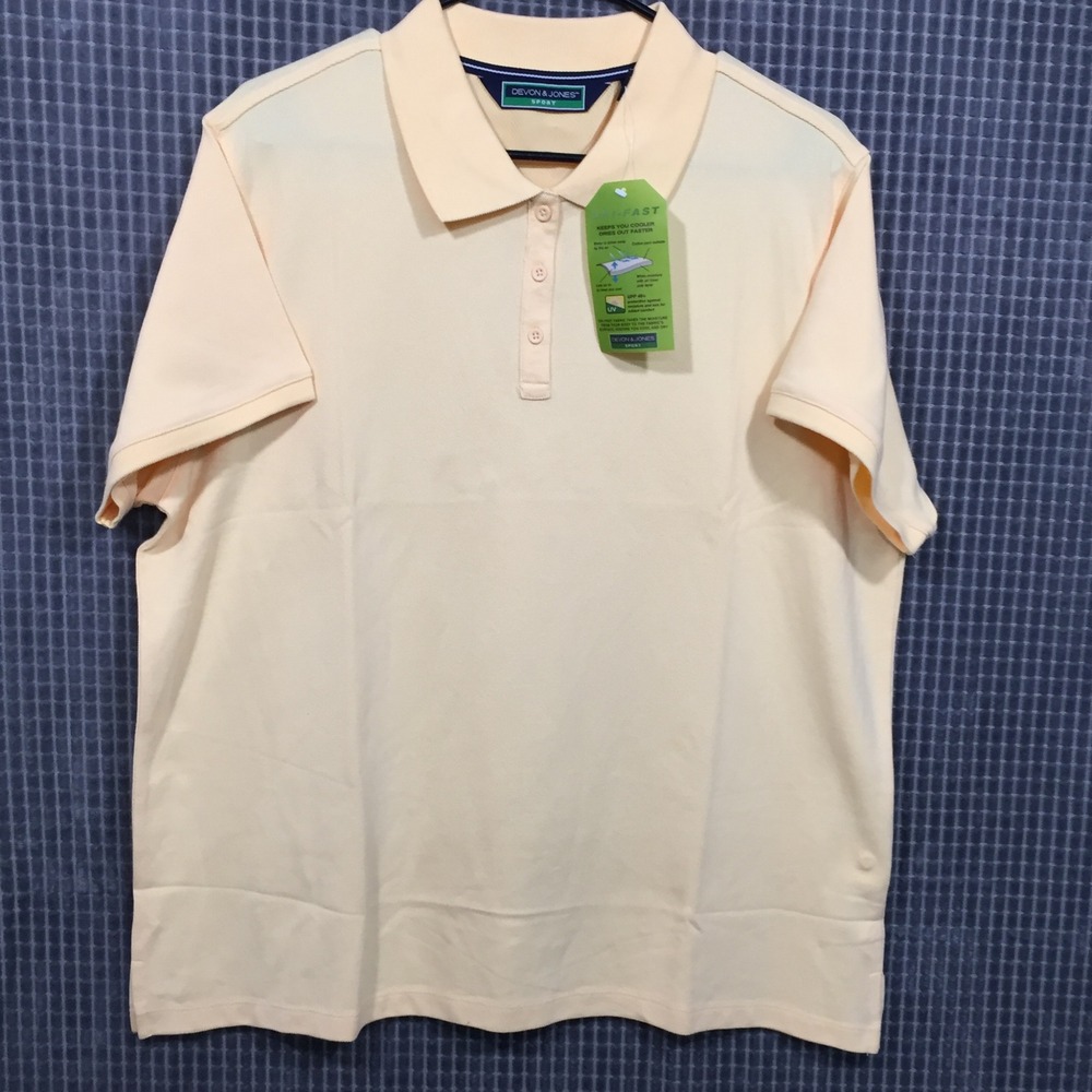 Devon & Jones Sport Mens 2XL Yellow Dri-Fast Polo Shirt UPF 40+ Short Sleeve NEW